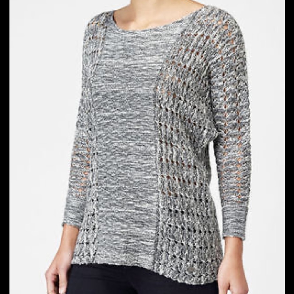 Quiksilver Gray Crew Neck Sweater Textured Knit